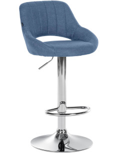 Tabouret de bar réglable pivotant en Tissu Bleu Métal Argenté Kelran - 1