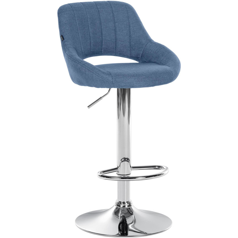 Tabouret de bar réglable pivotant en Tissu Bleu Métal Argenté Kelran - 1