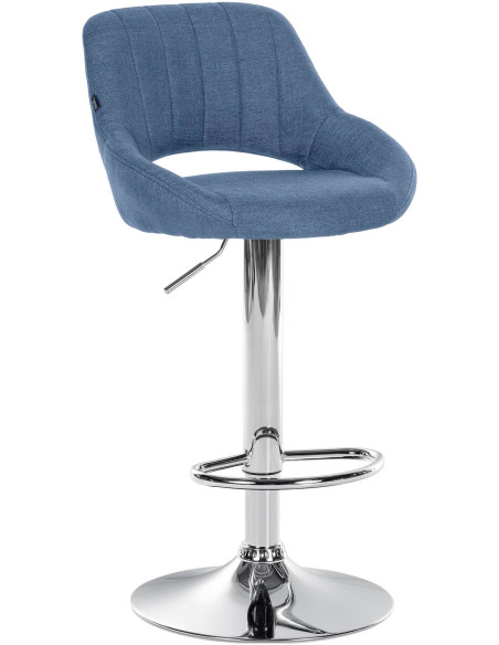 Tabouret de bar réglable pivotant en Tissu Bleu Métal Argenté Kelran - 1