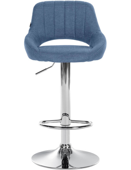 Tabouret de bar réglable pivotant en Tissu Bleu Métal Argenté Kelran - 5
