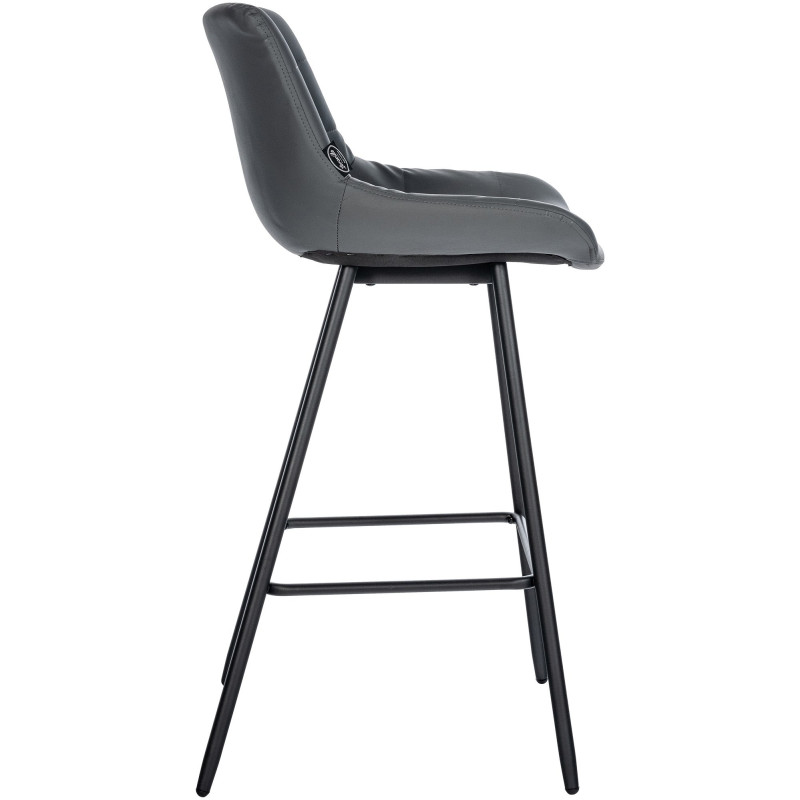 Tabouret de bar moderne chic en Polyuréthane Gris Métal Noir Cerian - 2