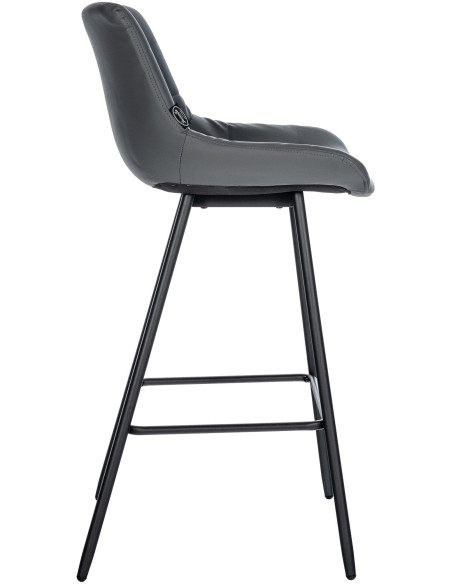 Tabouret de bar moderne chic en Polyuréthane Gris Métal Noir Cerian - 2