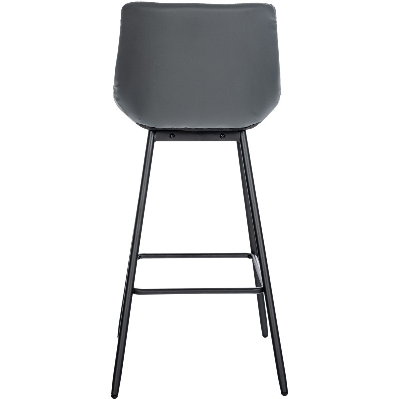 Tabouret de bar moderne chic en Polyuréthane Gris Métal Noir Cerian - 3