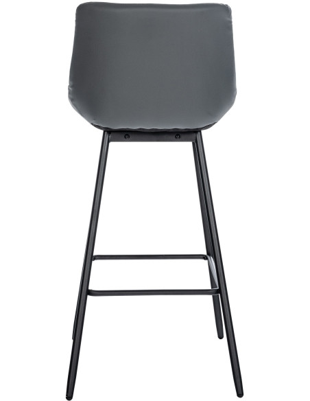 Tabouret de bar moderne chic en Polyuréthane Gris Métal Noir Cerian - 3