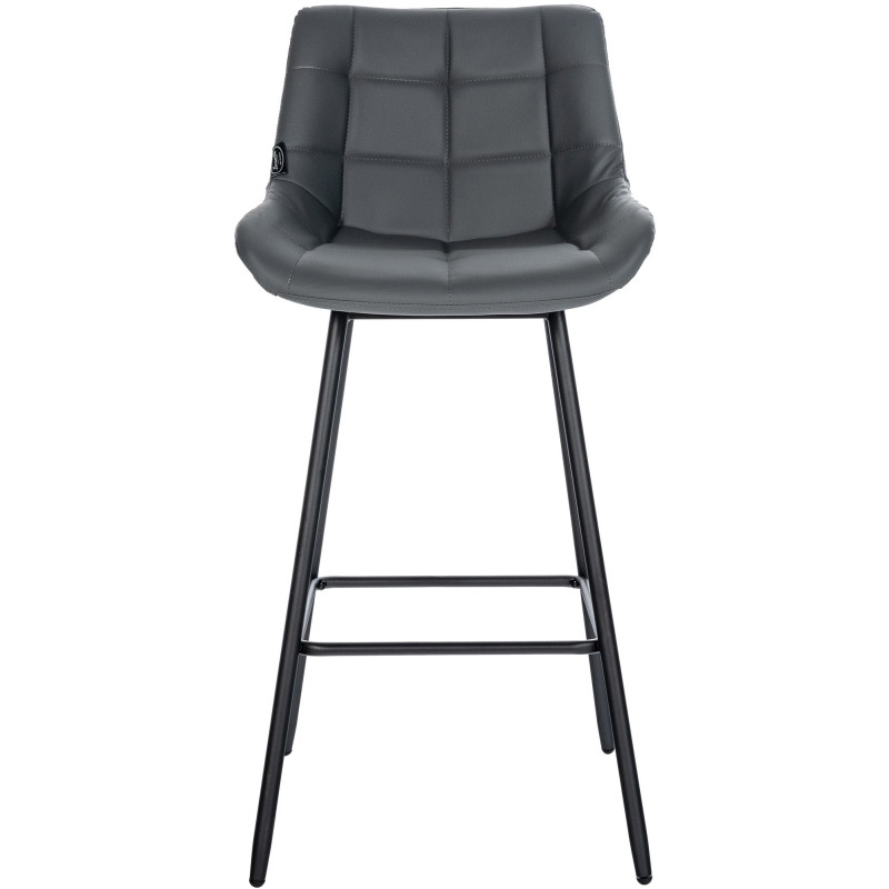 Tabouret de bar moderne chic en Polyuréthane Gris Métal Noir Cerian - 4