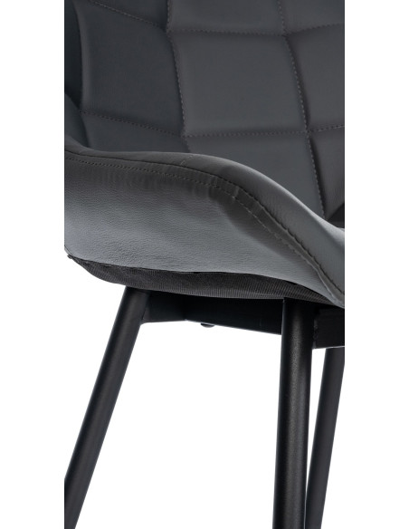 Tabouret de bar moderne chic en Polyuréthane Gris Métal Noir Cerian - 5