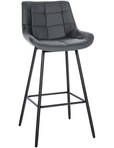 Tabouret de bar moderne chic en Polyuréthane Gris Métal Noir Cerian - 1