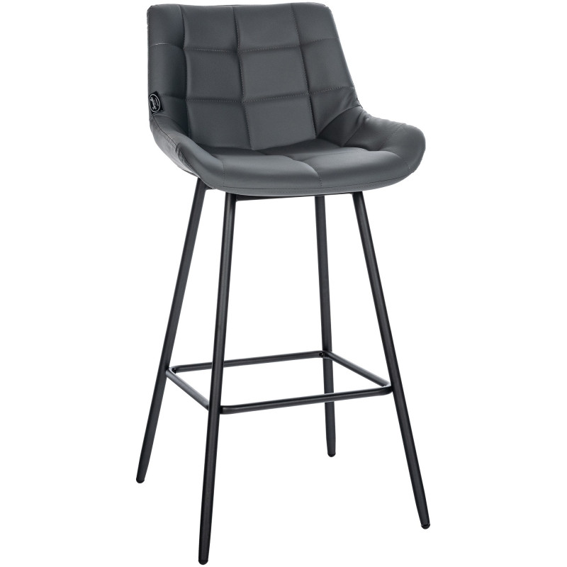 Tabouret de bar moderne chic en Polyuréthane Gris Métal Noir Cerian - 1