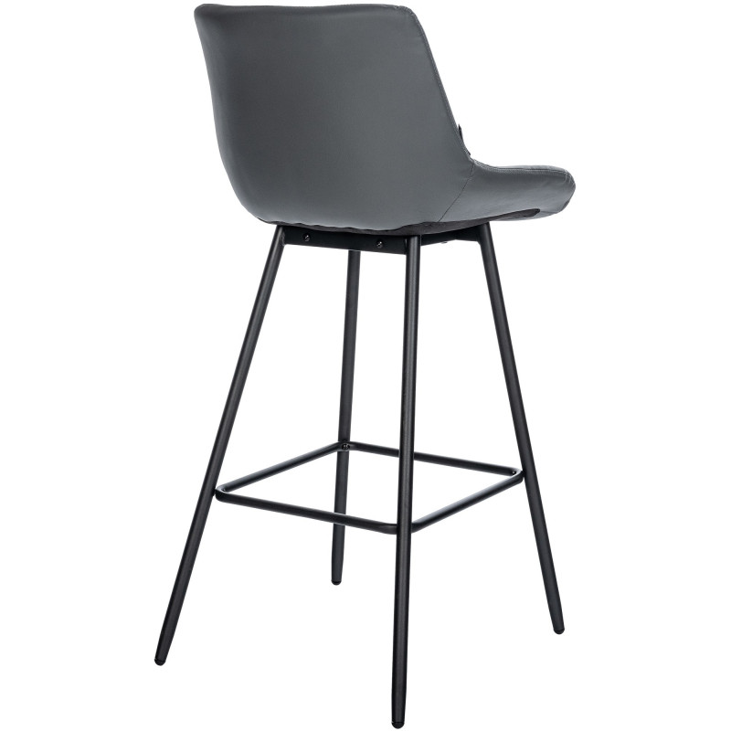 Tabouret de bar moderne chic en Polyuréthane Gris Métal Noir Cerian - 7