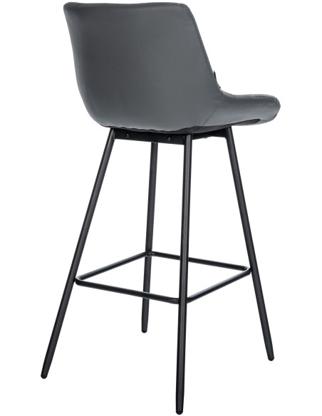 Tabouret de bar moderne chic en Polyuréthane Gris Métal Noir Cerian - 7