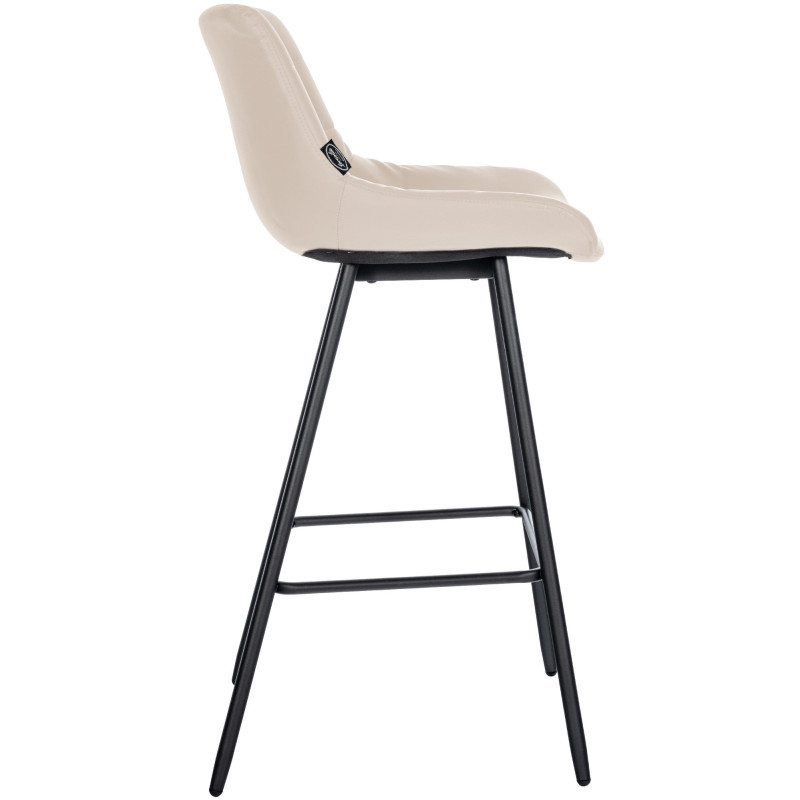 Tabouret de bar moderne chic en Polyuréthane Blanc crème Métal Noir Cerian - 3