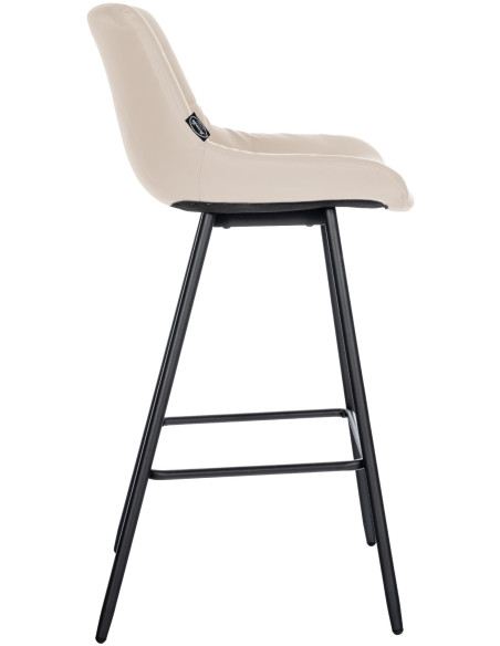 Tabouret de bar moderne chic en Polyuréthane Blanc crème Métal Noir Cerian - 3