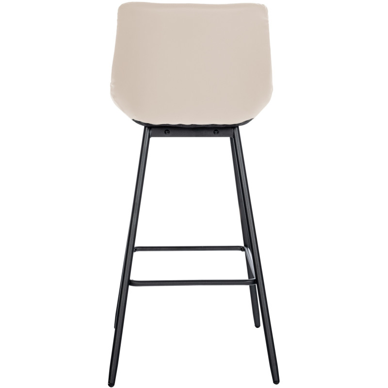 Tabouret de bar moderne chic en Polyuréthane Blanc crème Métal Noir Cerian - 5