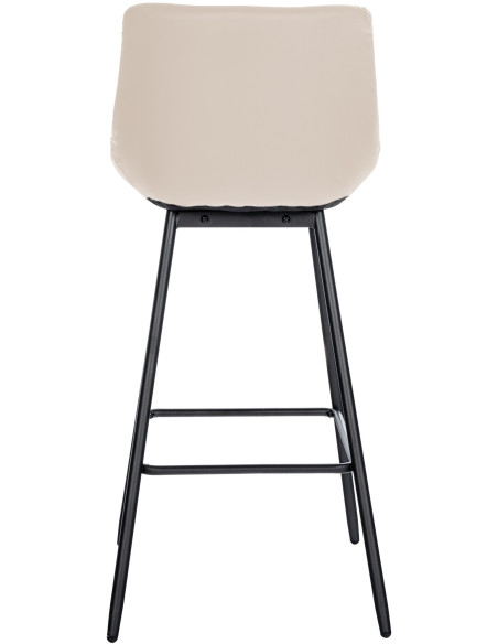 Tabouret de bar moderne chic en Polyuréthane Blanc crème Métal Noir Cerian - 5