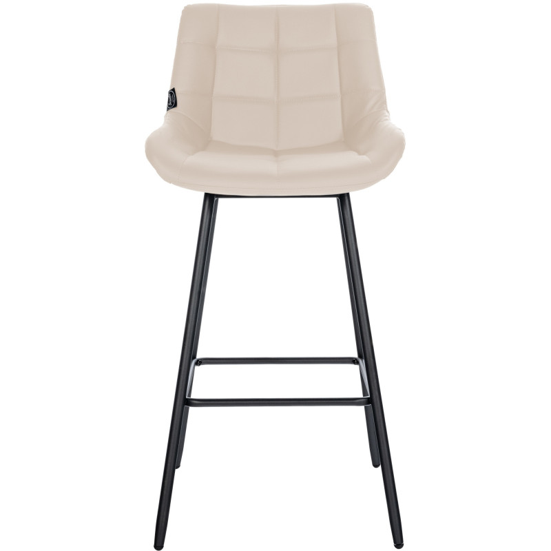 Tabouret de bar moderne chic en Polyuréthane Blanc crème Métal Noir Cerian - 2