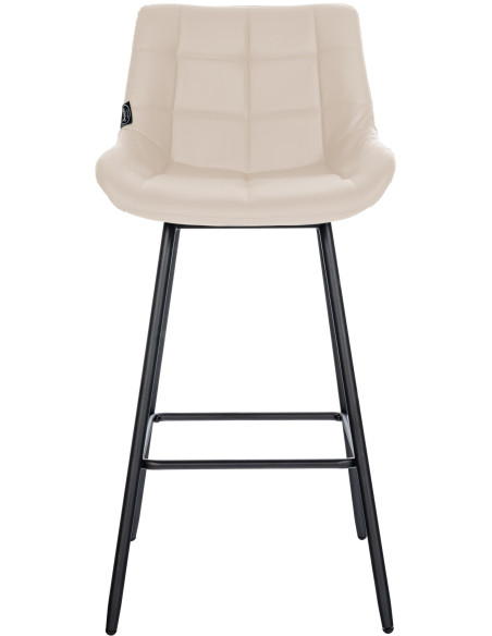 Tabouret de bar moderne chic en Polyuréthane Blanc crème Métal Noir Cerian - 2