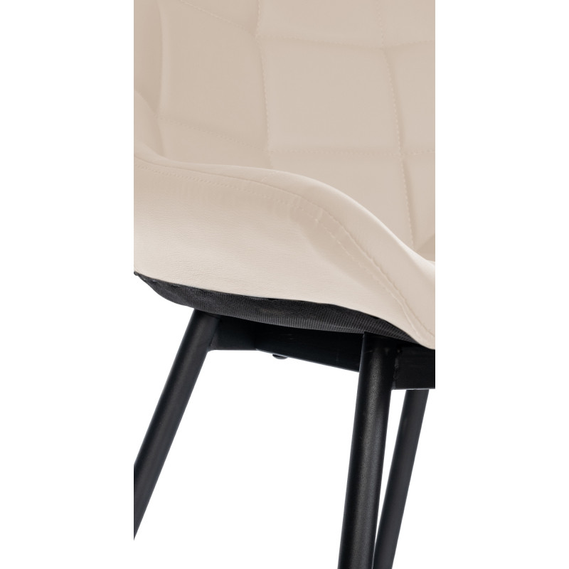 Tabouret de bar moderne chic en Polyuréthane Blanc crème Métal Noir Cerian - 7