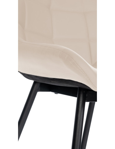 Tabouret de bar moderne chic en Polyuréthane Blanc crème Métal Noir Cerian - 7