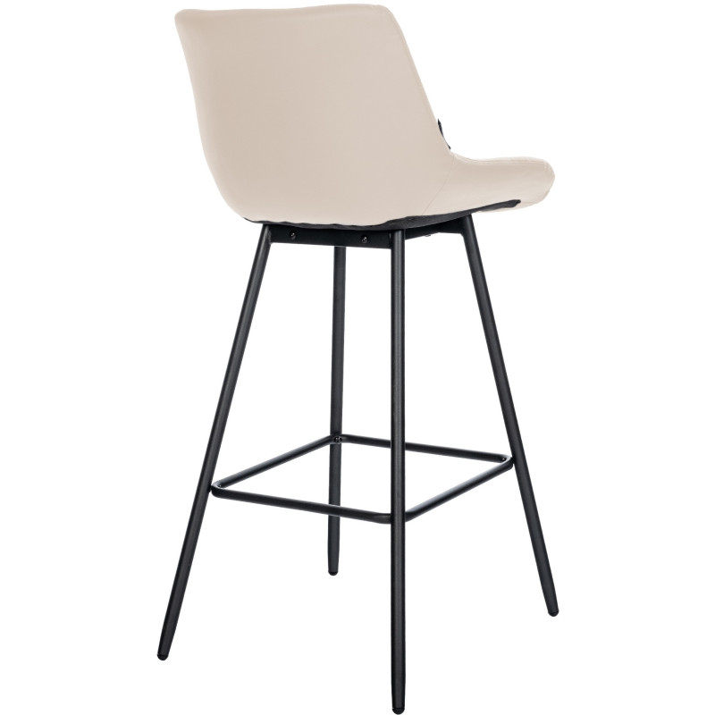 Tabouret de bar moderne chic en Polyuréthane Blanc crème Métal Noir Cerian - 4