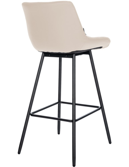 Tabouret de bar moderne chic en Polyuréthane Blanc crème Métal Noir Cerian - 4