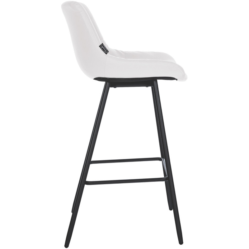 Tabouret de bar moderne chic en Polyuréthane Blanc Métal Noir Cerian - 2