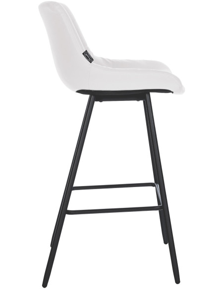 Tabouret de bar moderne chic en Polyuréthane Blanc Métal Noir Cerian - 2
