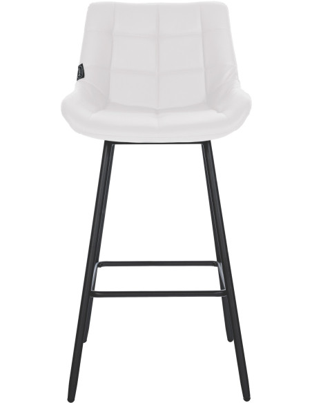 Tabouret de bar moderne chic en Polyuréthane Blanc Métal Noir Cerian - 4