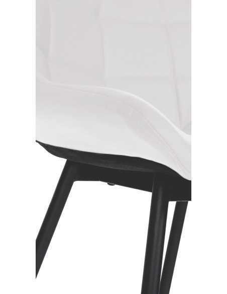 Tabouret de bar moderne chic en Polyuréthane Blanc Métal Noir Cerian - 5
