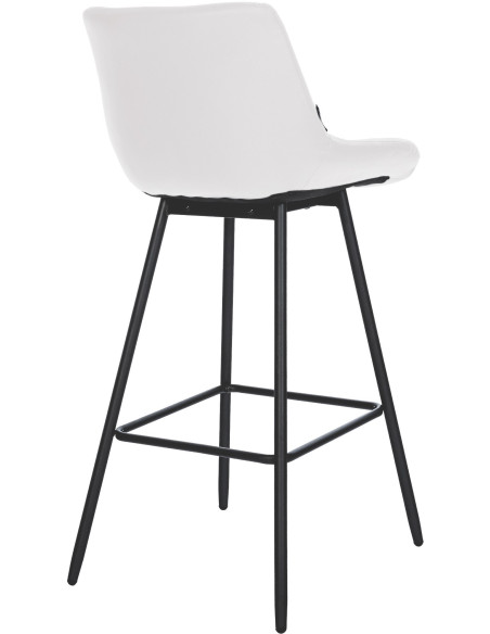 Tabouret de bar moderne chic en Polyuréthane Blanc Métal Noir Cerian - 6
