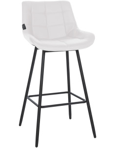 Tabouret de bar moderne chic en Polyuréthane Blanc Métal Noir Cerian - 1