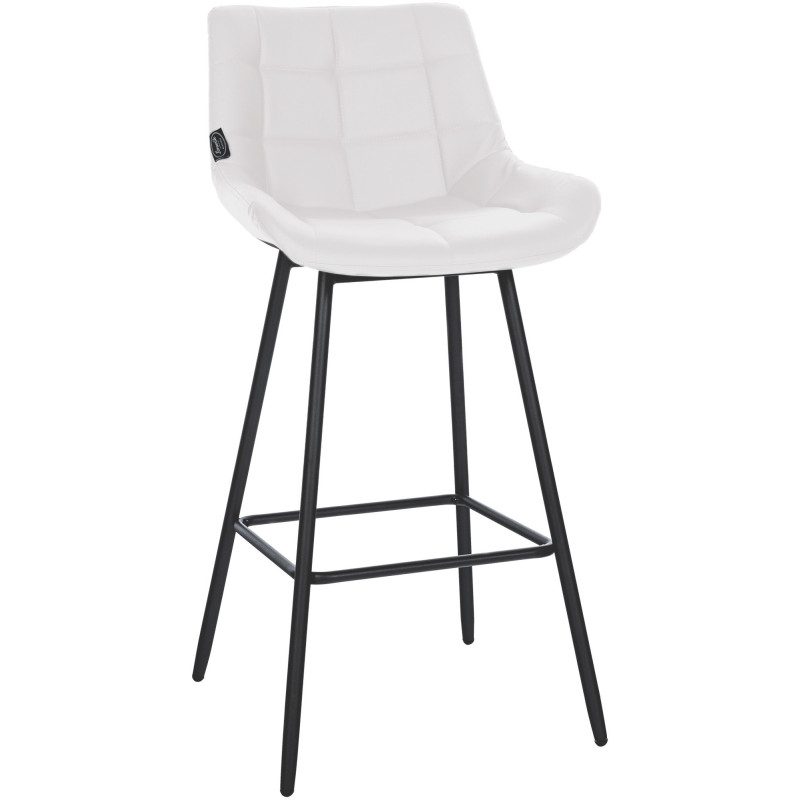 Tabouret de bar moderne chic en Polyuréthane Blanc Métal Noir Cerian - 1