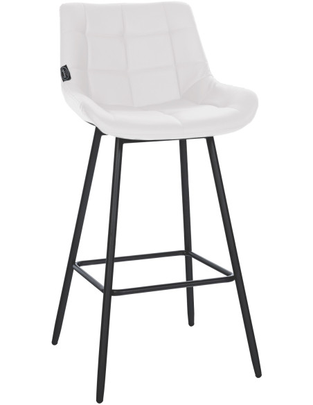 Tabouret de bar moderne chic en Polyuréthane Blanc Métal Noir Cerian - 1