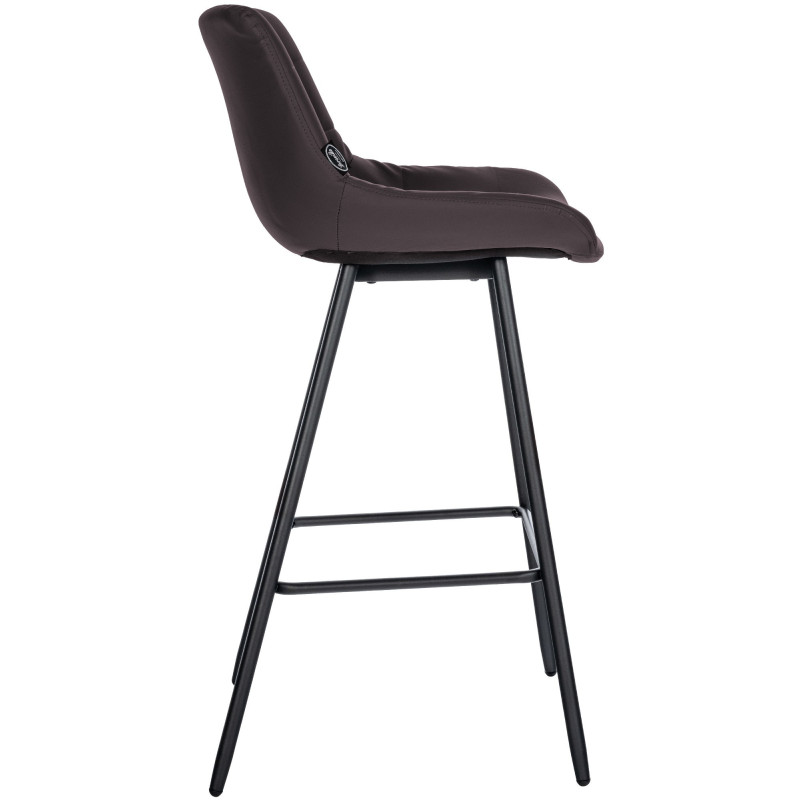 Tabouret de bar moderne chic en Polyuréthane Marron Métal Noir Cerian - 3