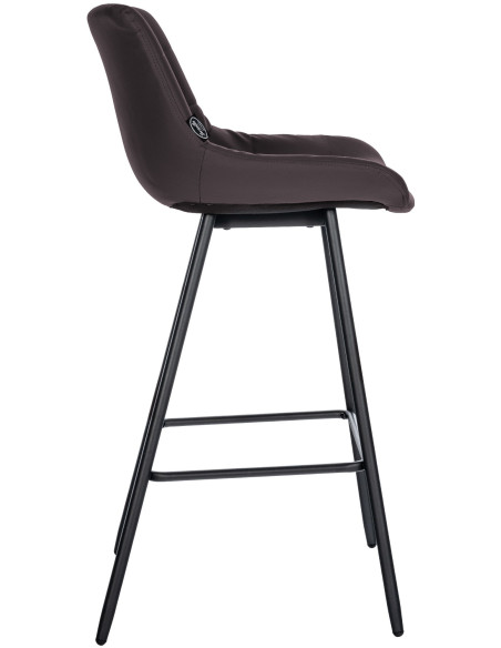 Tabouret de bar moderne chic en Polyuréthane Marron Métal Noir Cerian - 3