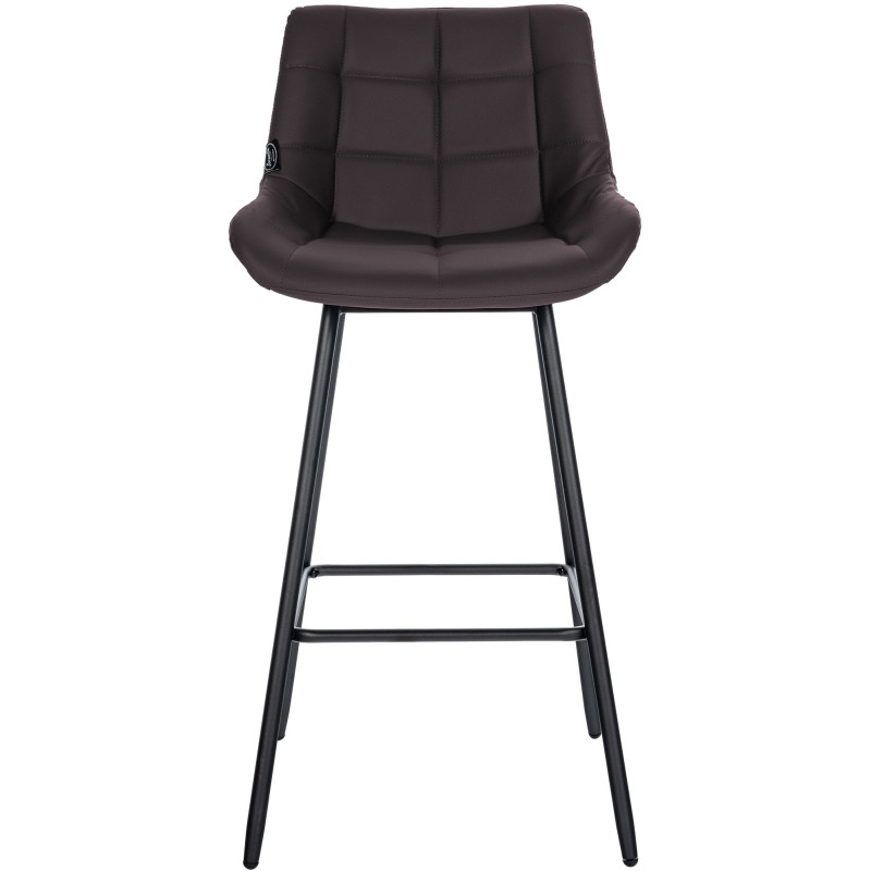 Tabouret de bar moderne chic en Polyuréthane Marron Métal Noir Cerian - 2