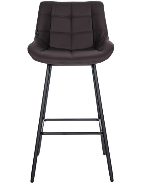 Tabouret de bar moderne chic en Polyuréthane Marron Métal Noir Cerian - 2