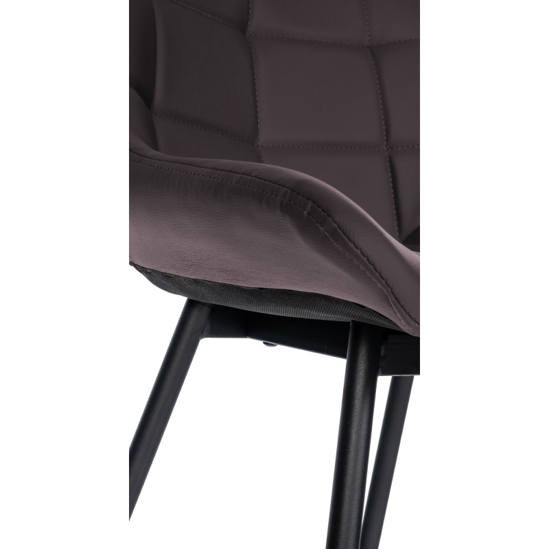 Tabouret de bar moderne chic en Polyuréthane Marron Métal Noir Cerian - 6