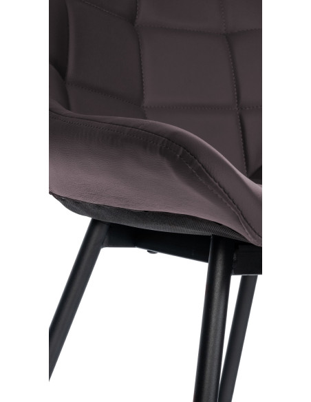 Tabouret de bar moderne chic en Polyuréthane Marron Métal Noir Cerian - 6