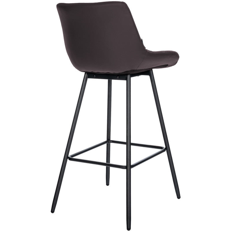 Tabouret de bar moderne chic en Polyuréthane Marron Métal Noir Cerian - 4