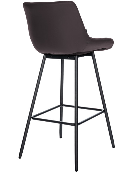 Tabouret de bar moderne chic en Polyuréthane Marron Métal Noir Cerian - 4