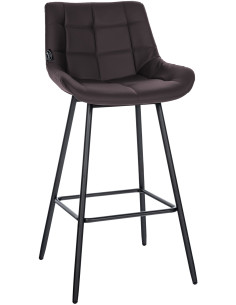 Tabouret de bar moderne chic en Polyuréthane Marron Métal Noir Cerian - 1