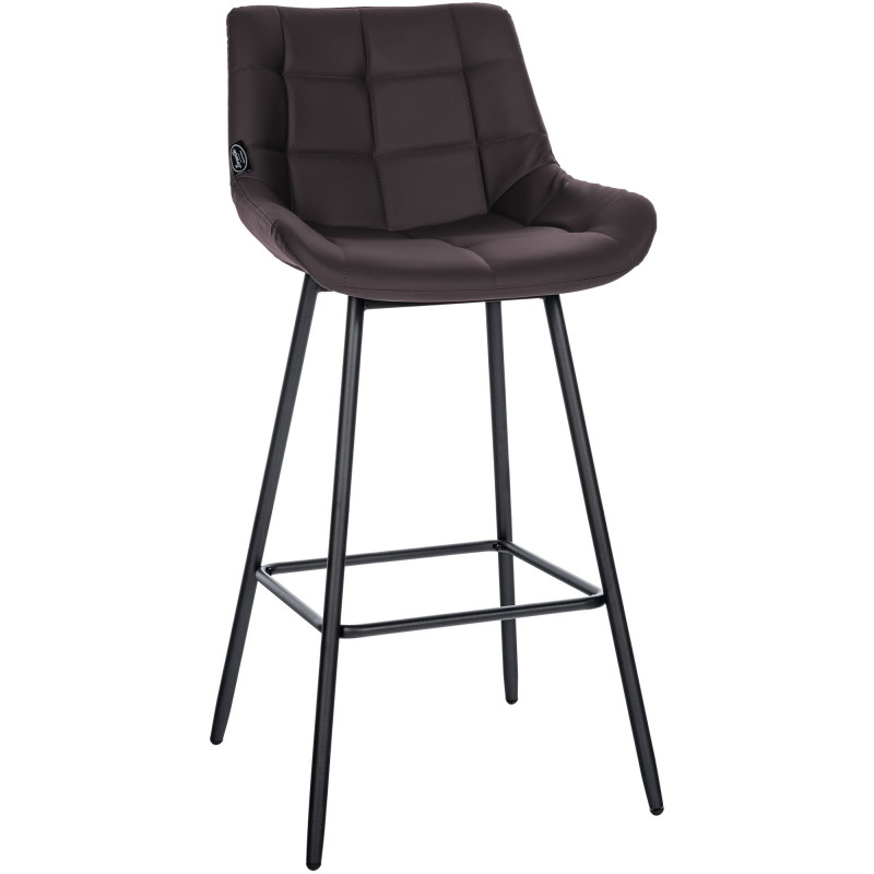Tabouret de bar moderne chic en Polyuréthane Marron Métal Noir Cerian - 1