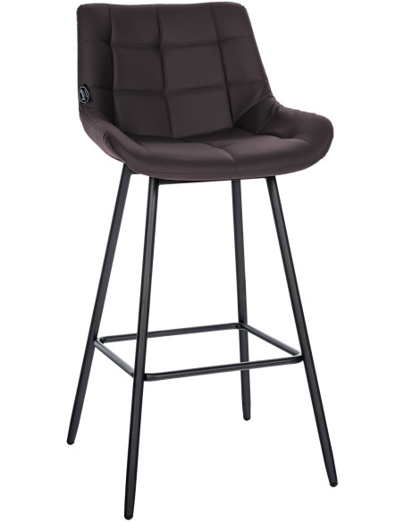 Tabouret de bar moderne chic en Polyuréthane Marron Métal Noir Cerian - 1