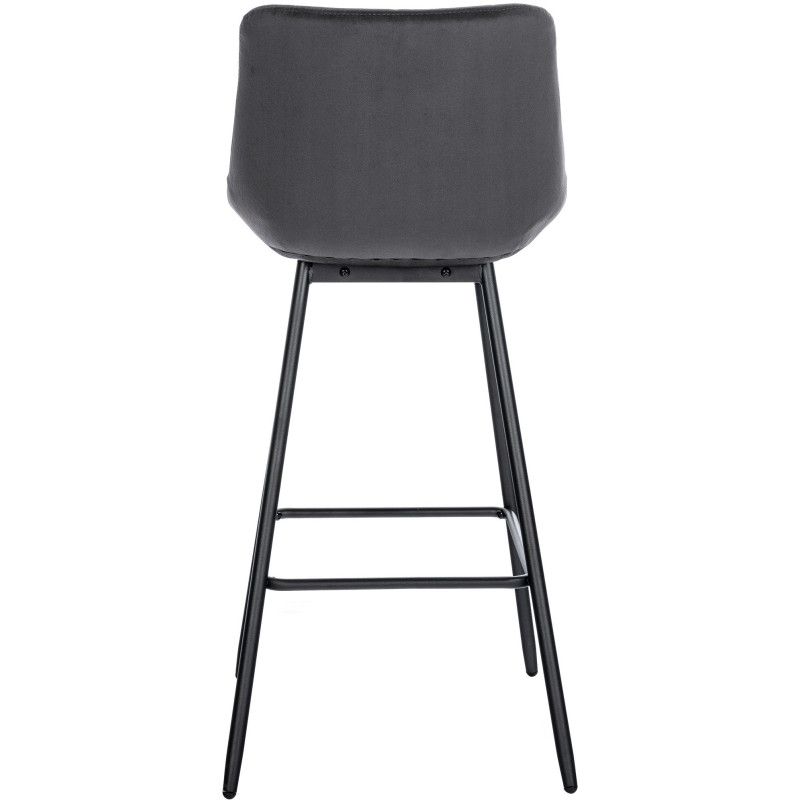 Tabouret de bar moderne chic en Velours Gris foncé Métal Noir Cerian - 5
