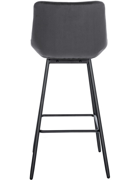 Tabouret de bar moderne chic en Velours Gris foncé Métal Noir Cerian - 5