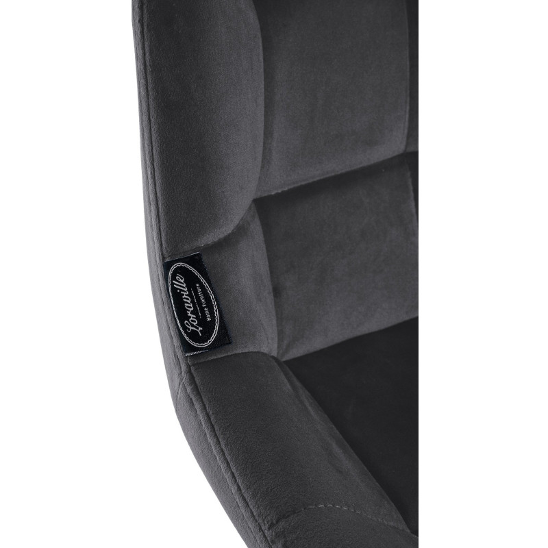 Tabouret de bar moderne chic en Velours Gris foncé Métal Noir Cerian - 6