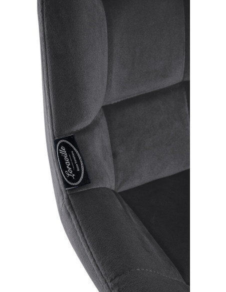 Tabouret de bar moderne chic en Velours Gris foncé Métal Noir Cerian - 6