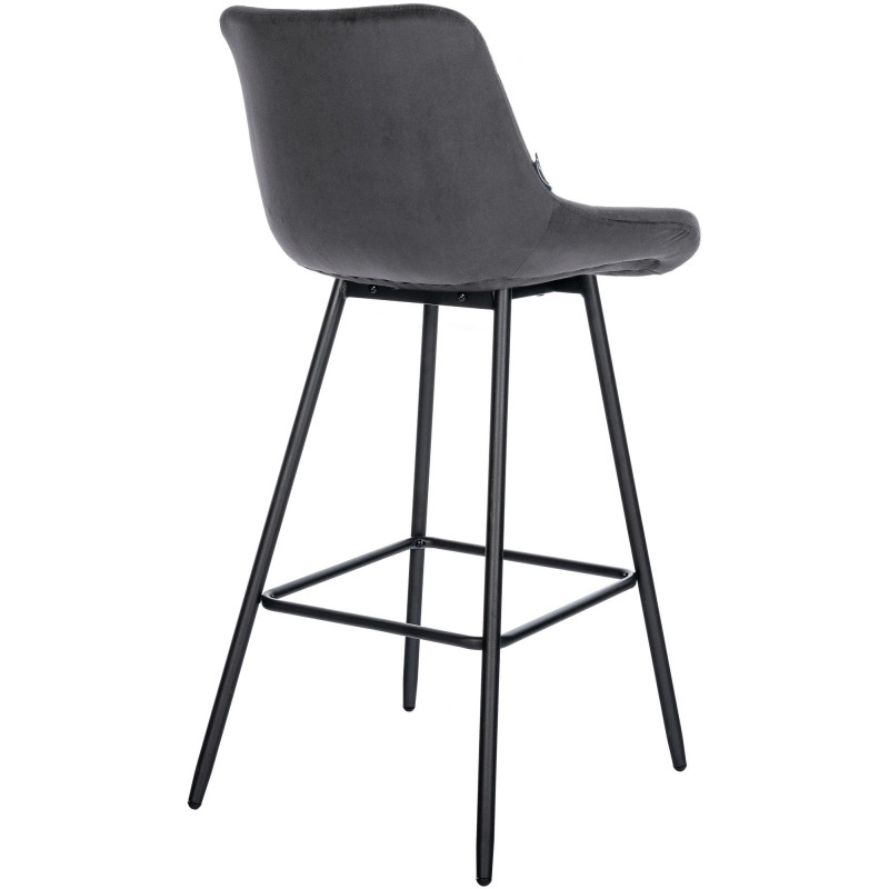 Tabouret de bar moderne chic en Velours Gris foncé Métal Noir Cerian - 4