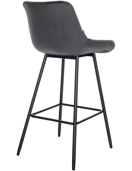 Tabouret de bar moderne chic en Velours Gris foncé Métal Noir Cerian - 4