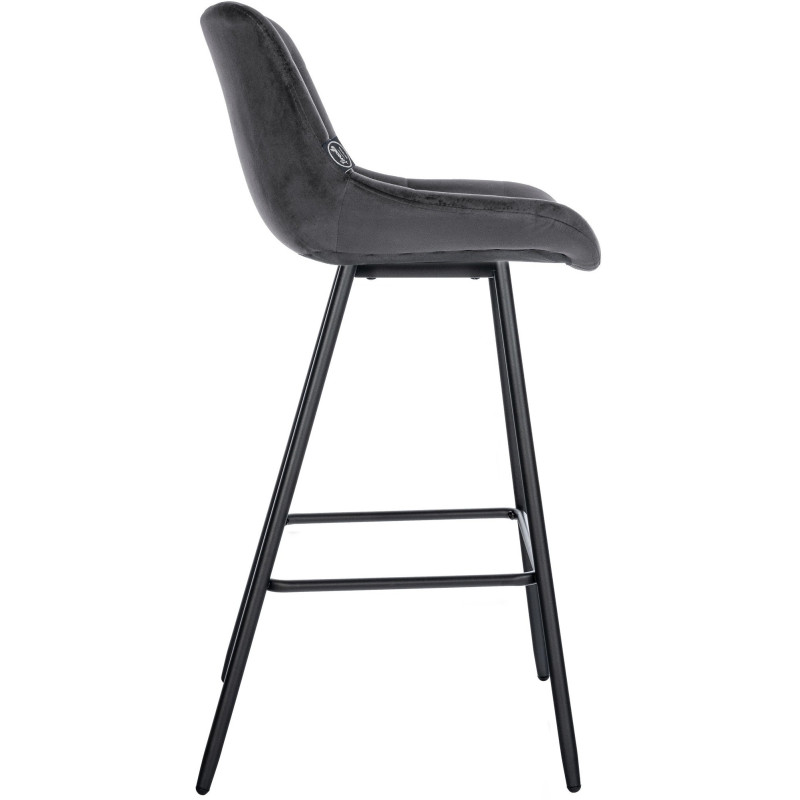 Tabouret de bar moderne chic en Velours Gris foncé Métal Noir Cerian - 3